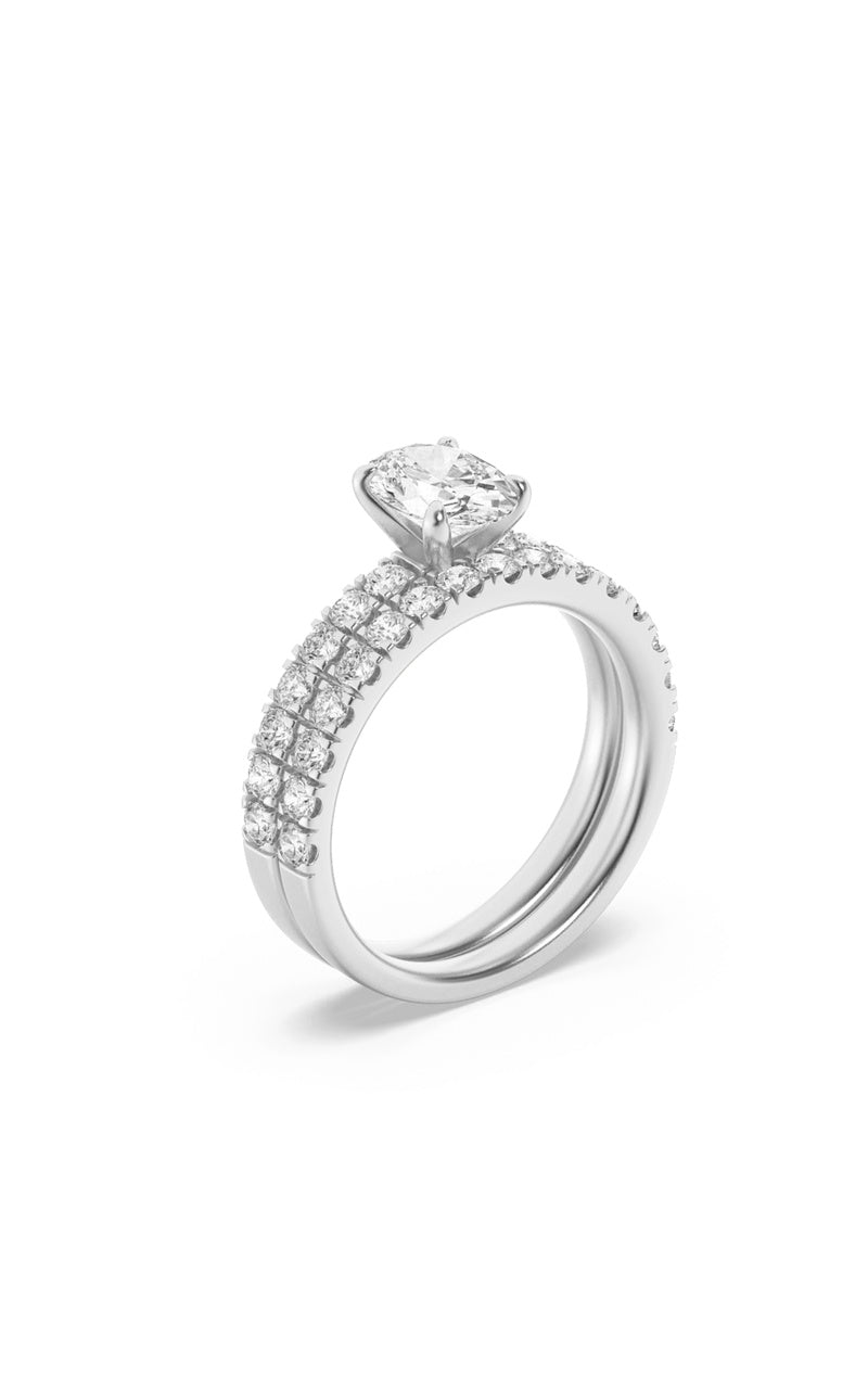 2Cttw Oval Shaped Lab Grown Diamond (F/VS) Classic Accented  Set With Band and Engagement Ring in 14K Gold