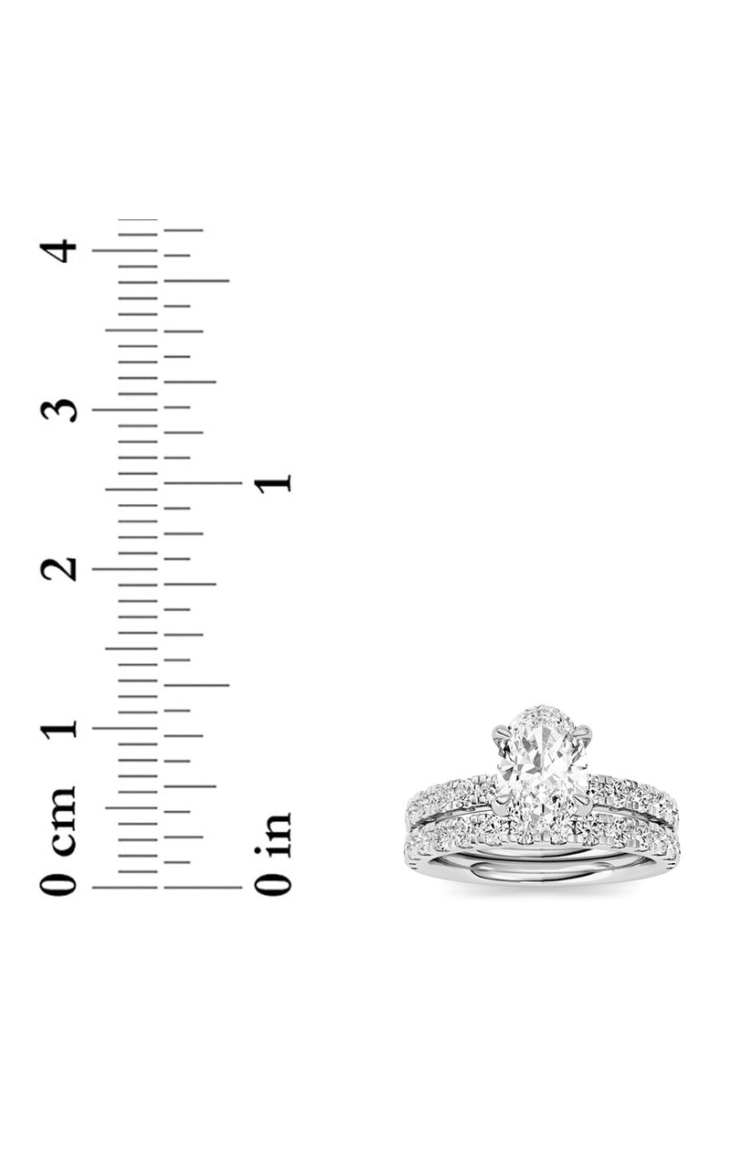 2Cttw Oval Shaped Lab Grown Diamond (F/VS) Classic Accented  Set With Band and Engagement Ring in 14K Gold