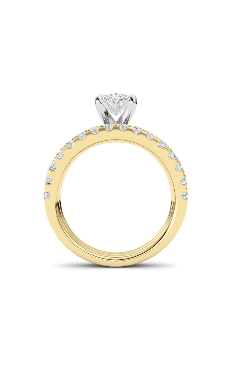 2Cttw Oval Shaped Lab Grown Diamond (F/VS) ClassicAccented  Set With Band and Engagement Ring in 14K Gold