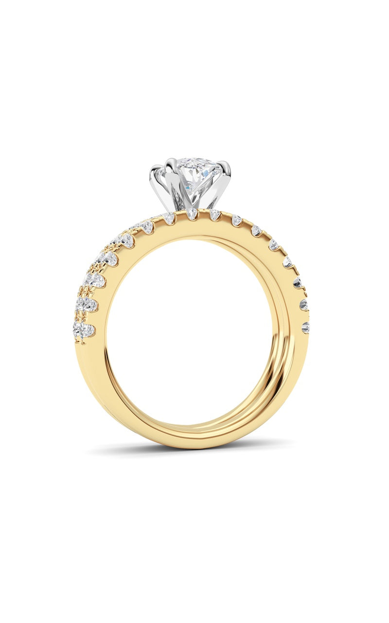 2Cttw Oval Shaped Lab Grown Diamond (F/VS) ClassicAccented  Set With Band and Engagement Ring in 14K Gold