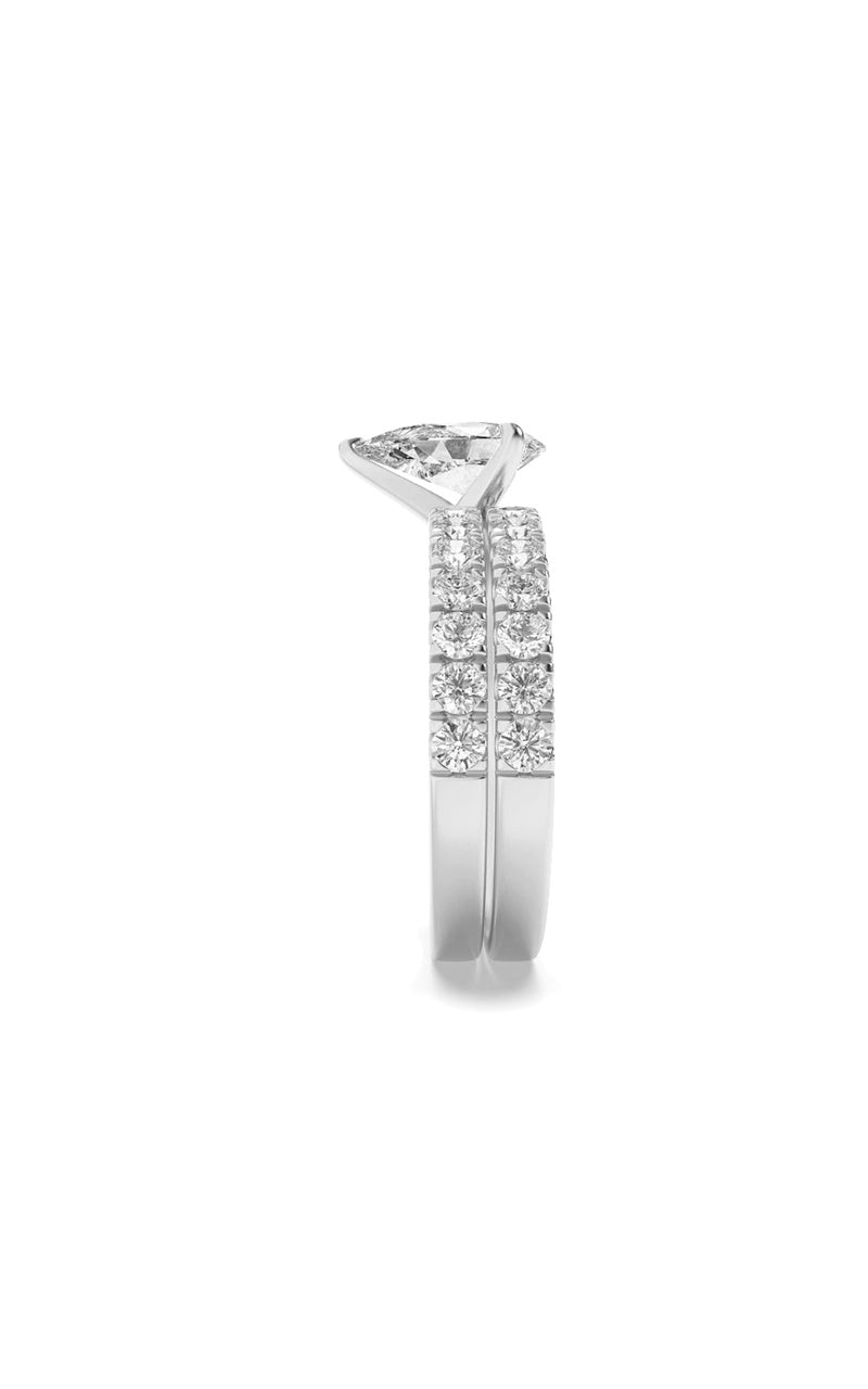2Cttw Pear Shaped Lab Grown Diamond (F/VS) ClassicAccented  Set With Band and Engagement Ring in 14K Gold