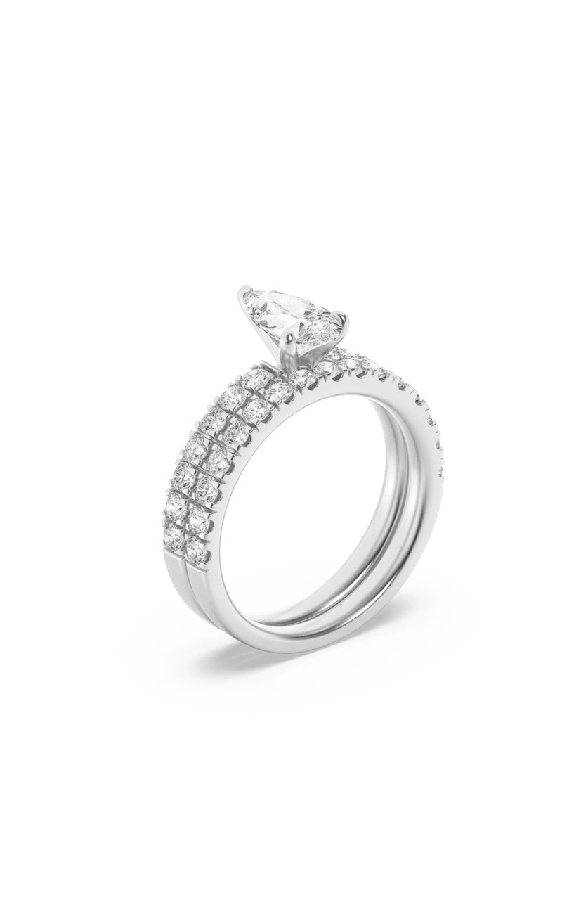 2Cttw Pear Shaped Lab Grown Diamond (F/VS) ClassicAccented  Set With Band and Engagement Ring in 14K Gold