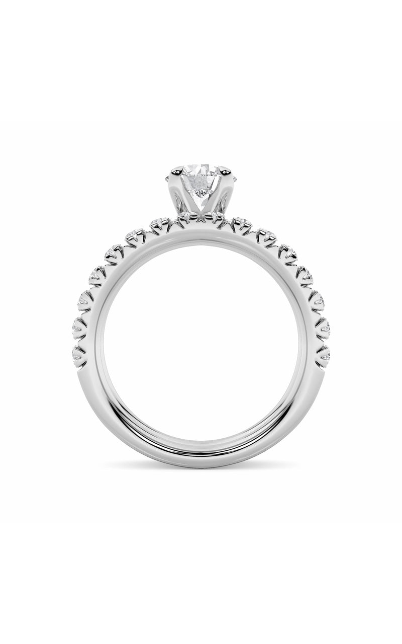 2Cttw Round Shaped Lab Grown Diamond (F/VS) Classic Accented Set With Band and Engagement Ring in 14K Gold