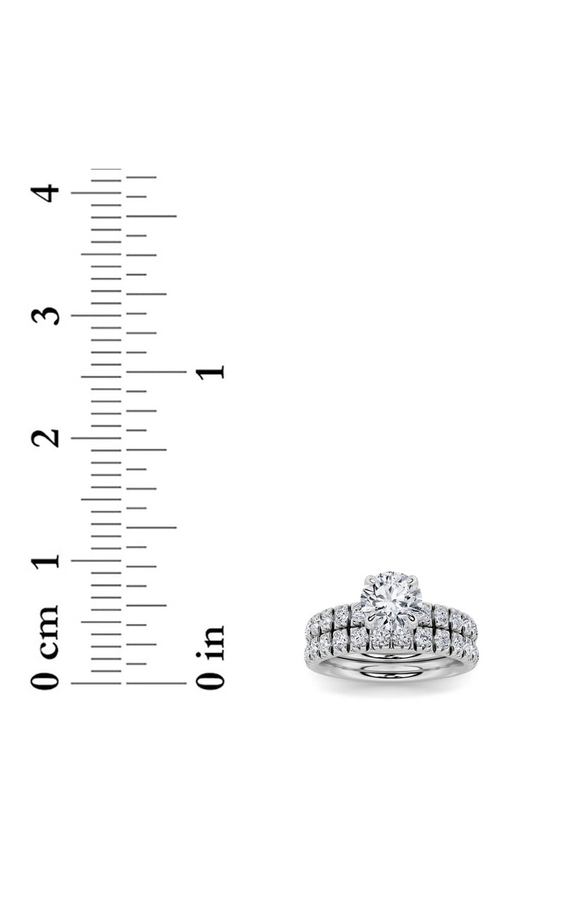 2CTW Round Shaped Lab Grown Diamond (F/VS) Classic Accented Set With Band and Engagement Ring in 14K Gold