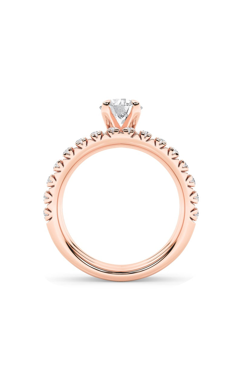 2Cttw Round Shaped Lab Grown Diamond (F/VS) Classic Accented Set With Band and Engagement Ring in 14K Gold