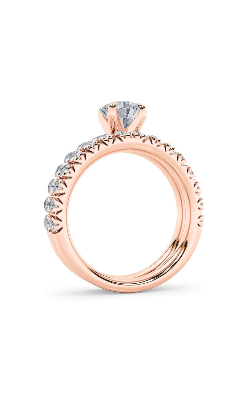 2CTW Round Shaped Lab Grown Diamond (F/VS) Classic Accented Set With Band and Engagement Ring in 14K Gold