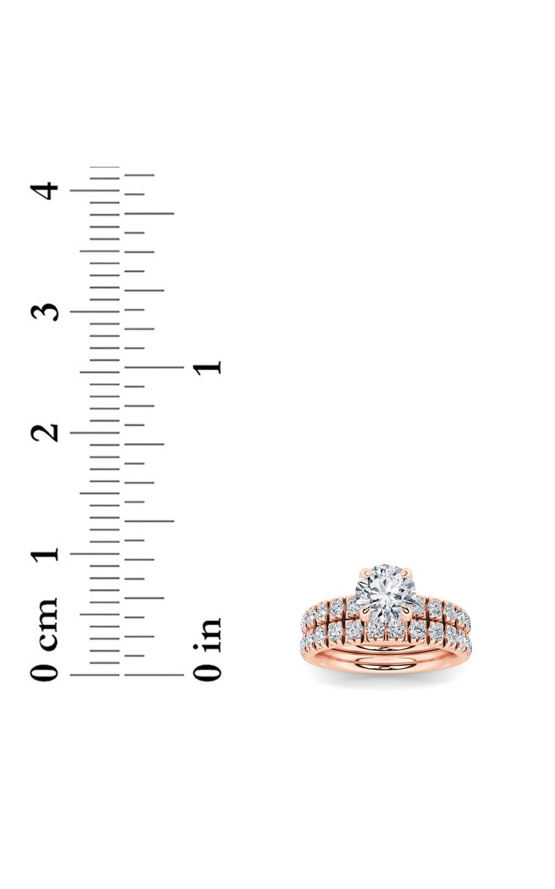 2CTW Round Shaped Lab Grown Diamond (F/VS) Classic Accented Set With Band and Engagement Ring in 14K Gold