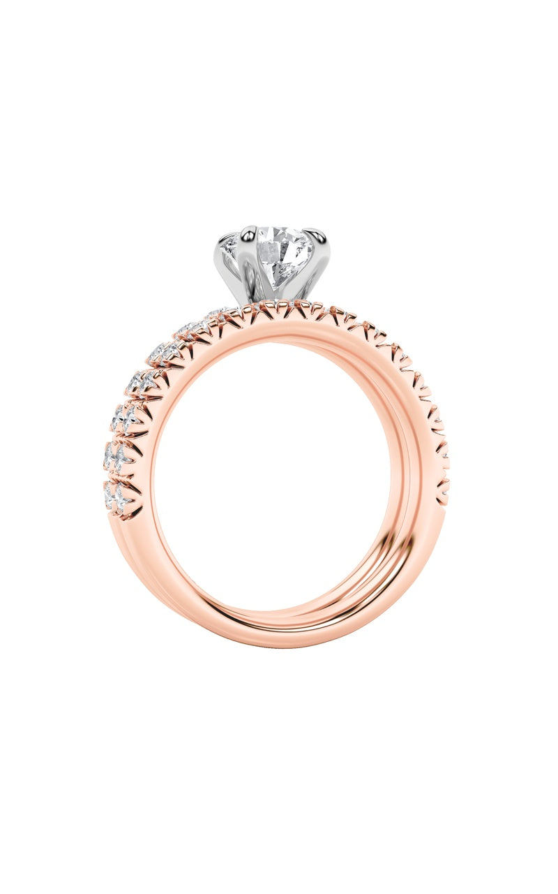 2CTW Round Shaped Lab Grown Diamond (F/VS) Classic Accented Set With Band and Engagement Ring in 14K Gold, 14K Rose Gold|14K White Gold