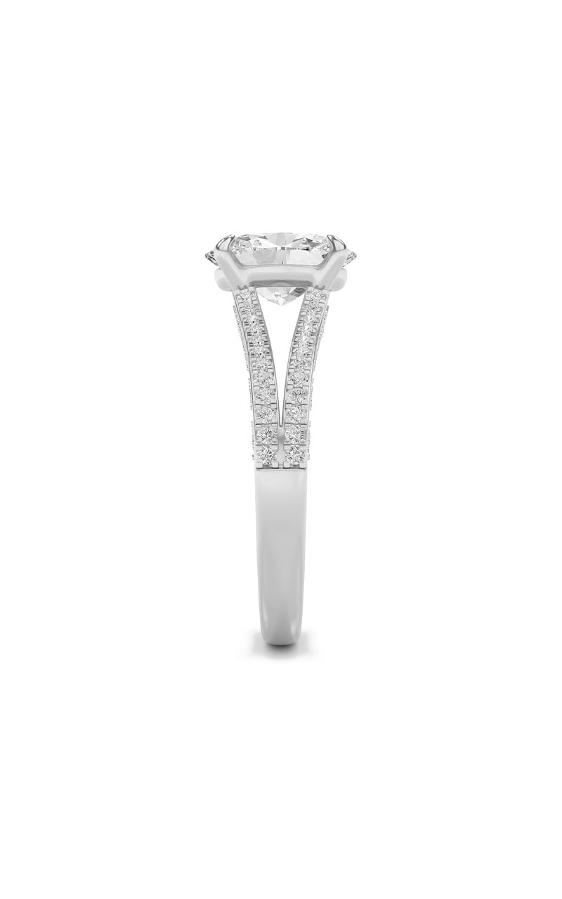 2CTW Oval Shaped Lab Grown Diamond (F/VS) Split Shank Accented Engagement Ring in 14K Gold, 14K White Gold