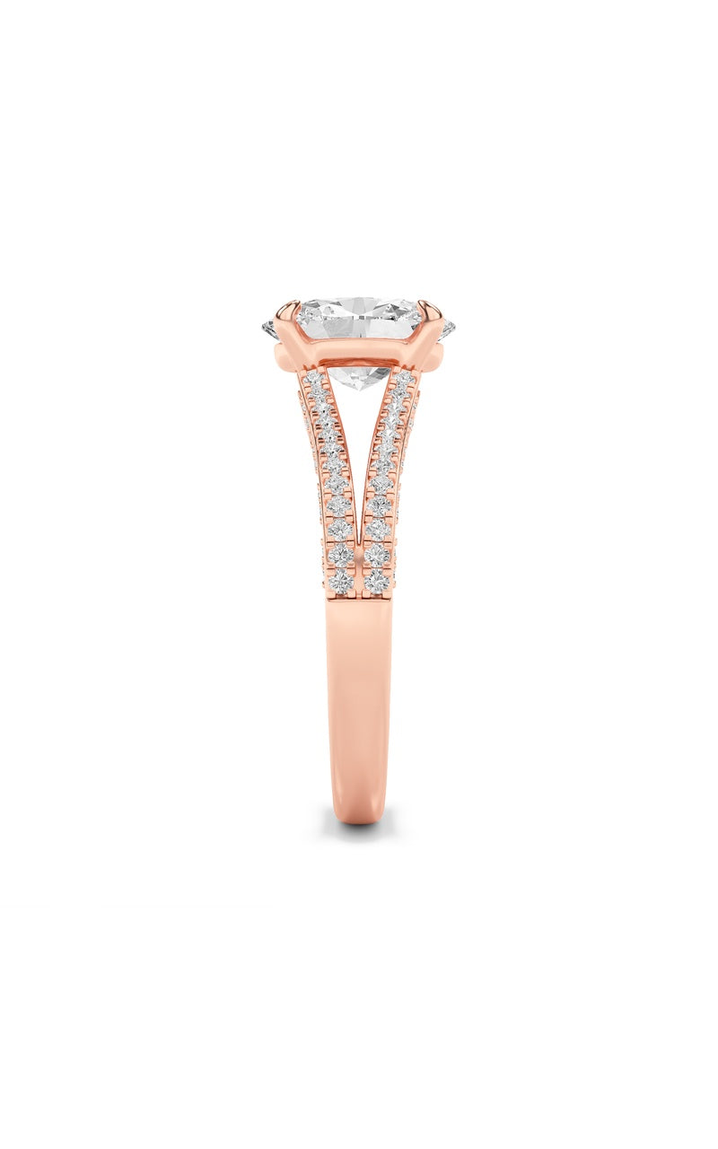 2CTW Oval Shaped Lab Grown Diamond (F/VS) Split Shank Accented Engagement Ring in 14K Gold, 14K Rose Gold