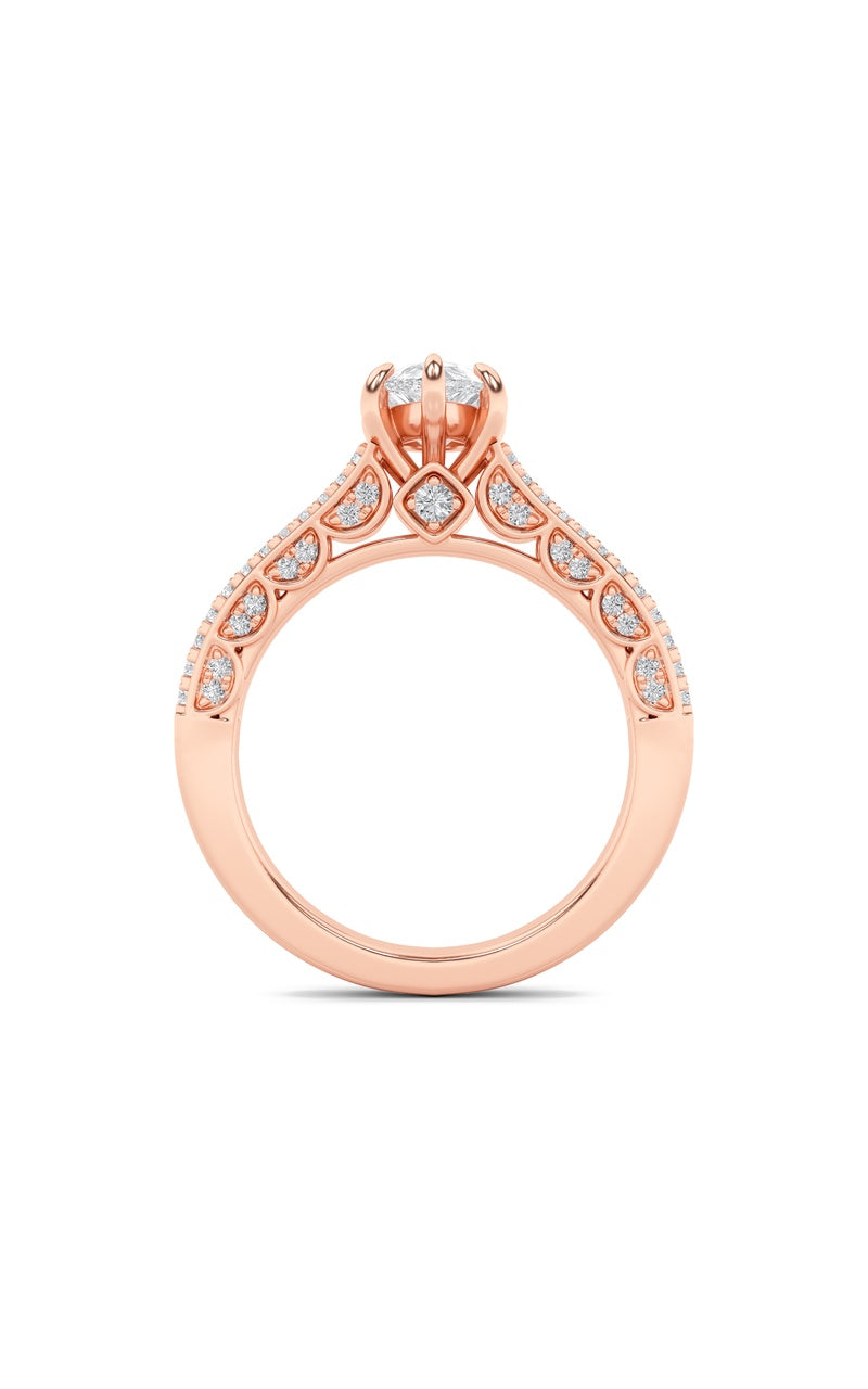 2CTW Pear Shaped Lab Grown Diamond (F/VS) Split Shank Accented Engagement Ring in 14K Gold, 14K Rose Gold