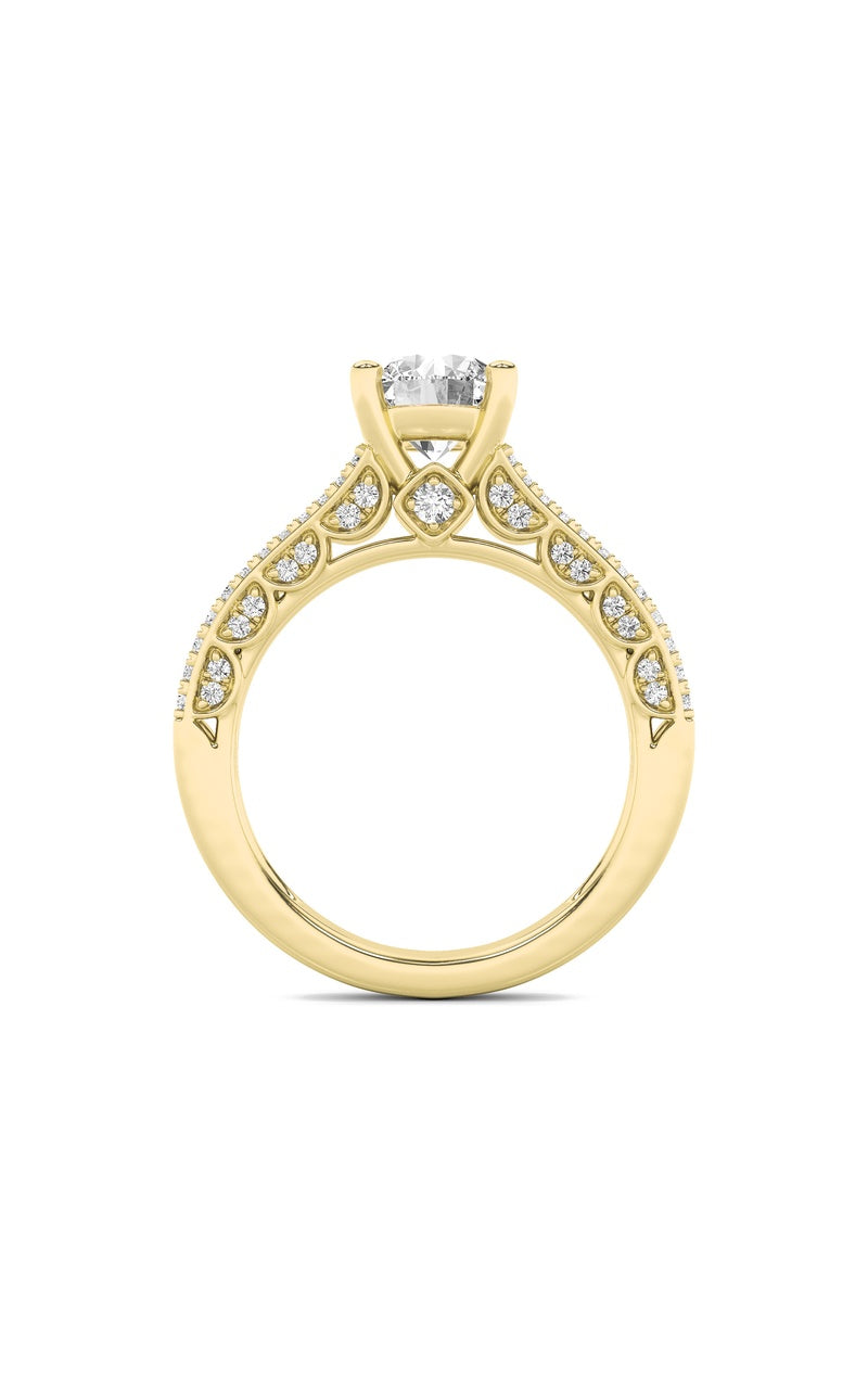 2Cttw Round Shaped Lab Grown Diamond (F/VS) SplitShank Accented Engagement Ring in 14K Gold