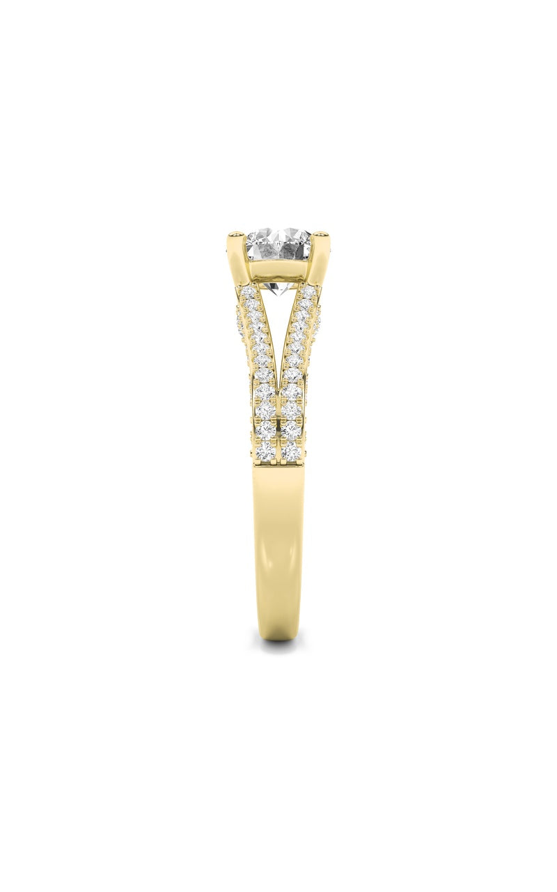 2CTW Round Shaped Lab Grown Diamond (F/VS) Split Shank Accented Engagement Ring in 14K Gold