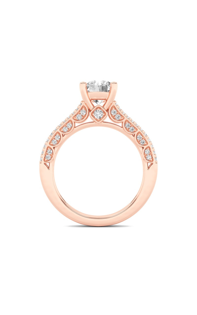 2Cttw Round Shaped Lab Grown Diamond (F/VS) SplitShank Accented Engagement Ring in 14K Gold