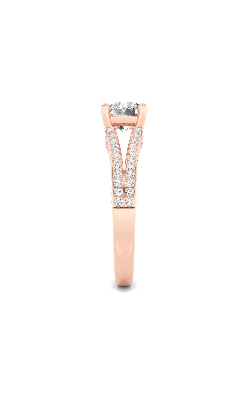2Cttw Round Shaped Lab Grown Diamond (F/VS) SplitShank Accented Engagement Ring in 14K Gold
