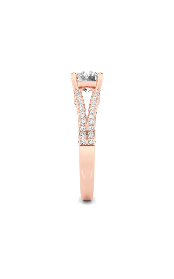 2Cttw Round Shaped Lab Grown Diamond (F/VS) SplitShank Accented Engagement Ring in 14K Gold