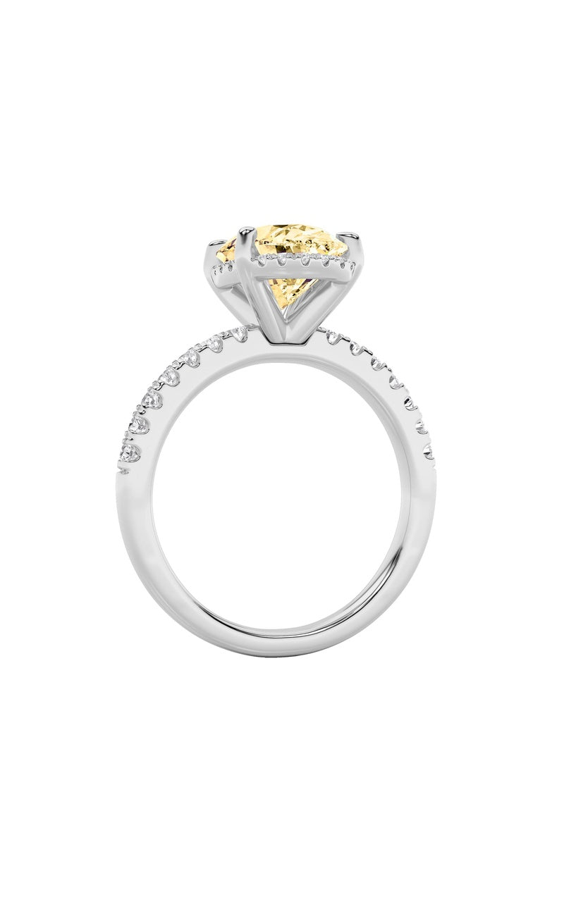 2Cttw Oval Shaped Lab Grown Diamond (F/VS) Halo Accented Engagement Ring in 14K Gold