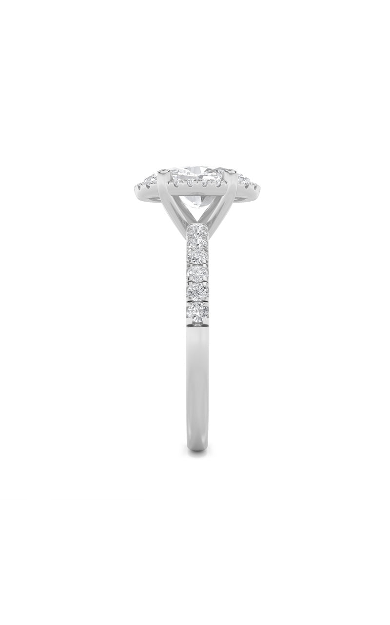 2CTW Oval Shaped Lab Grown Diamond (F/VS) Halo Accented Engagement Ring in 14K Gold