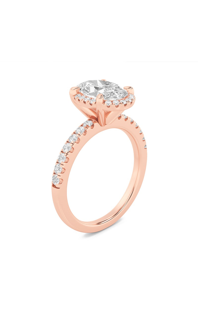 2Cttw Oval Shaped Lab Grown Diamond (F/VS) Halo Accented Engagement Ring in 14K Gold