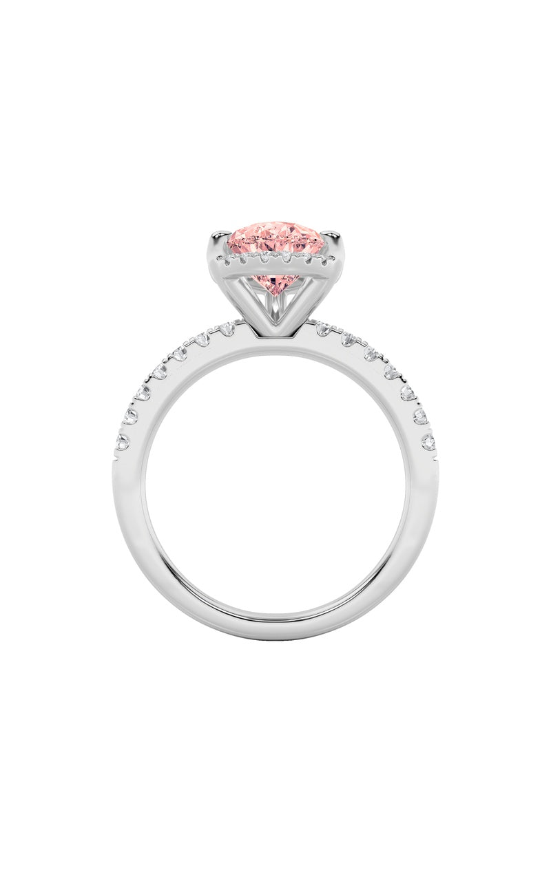 2Cttw Pear Shaped Lab Grown Diamond (F/VS) Halo Accented Engagement Ring in 14K Gold