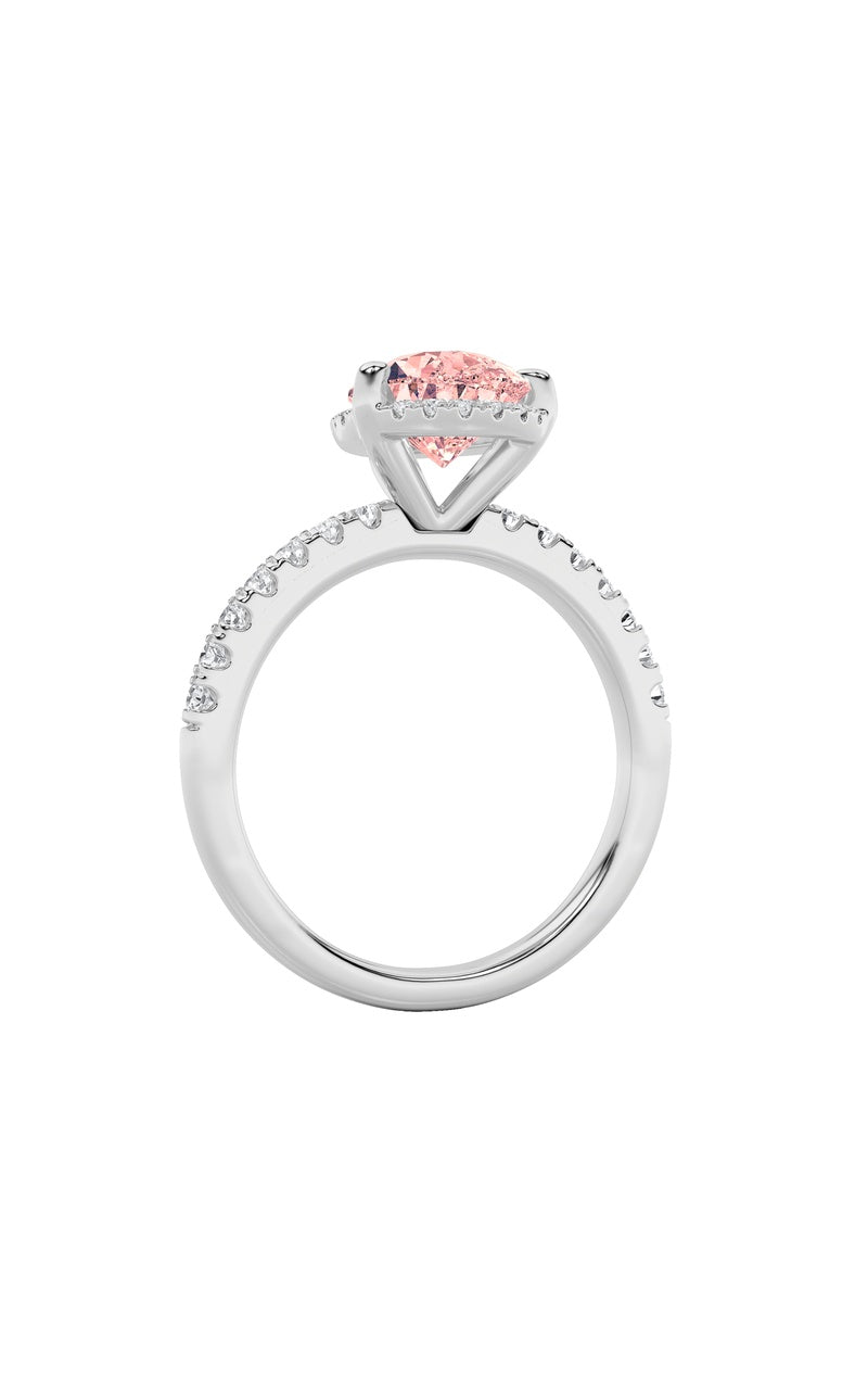2Cttw Pear Shaped Lab Grown Diamond (F/VS) Halo Accented Engagement Ring in 14K Gold