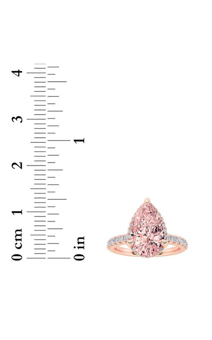 2CTW Pear Shaped Lab Grown Diamond (F/VS) Halo Accented Engagement Ring in 14K Gold