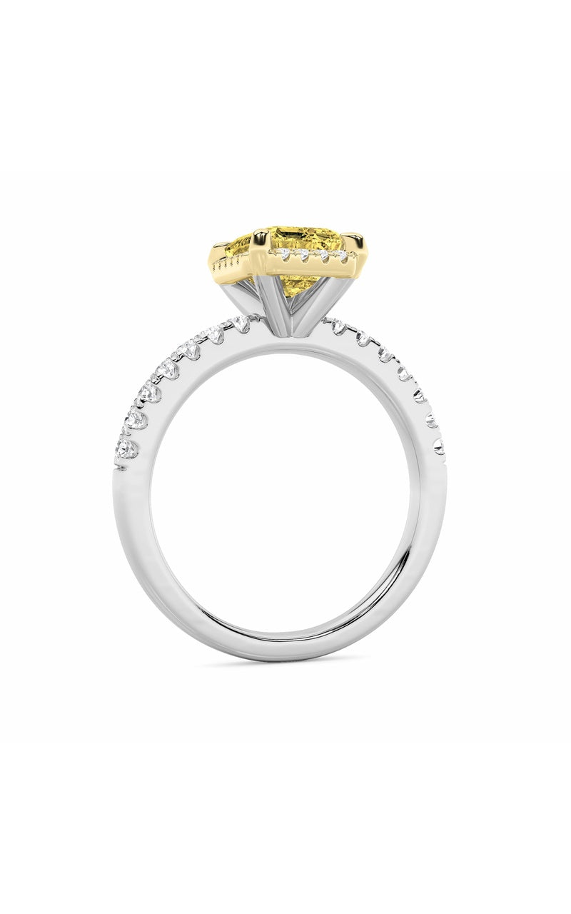 2Cttw Radiant Shaped Lab Grown Diamond (F/VS) HaloAccented Engagement Ring in 14K Gold