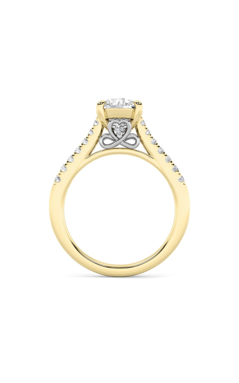 2.5CTW Round Shaped Lab Grown Diamond (F/VS) Petite Shank Accented Engagement Ring in 14K Gold