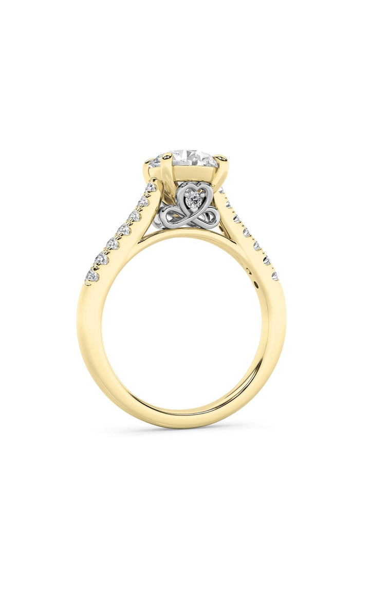 2.5Cttw Round Shaped Lab Grown Diamond (F/VS) Petite Shank Accented Engagement Ring in 14K Gold