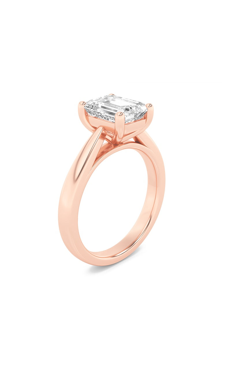 2CTW Emerald Shaped Lab Grown Diamond (F/VS) Classic Shank Solitaire Engagement Ring in 14K Gold