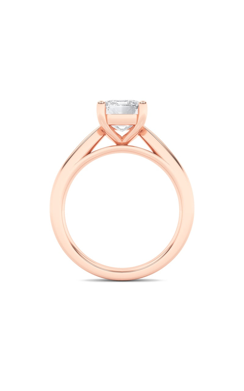 2CTW Emerald Shaped Lab Grown Diamond (F/VS) Classic Shank Solitaire Engagement Ring in 14K Gold, 14K Rose Gold