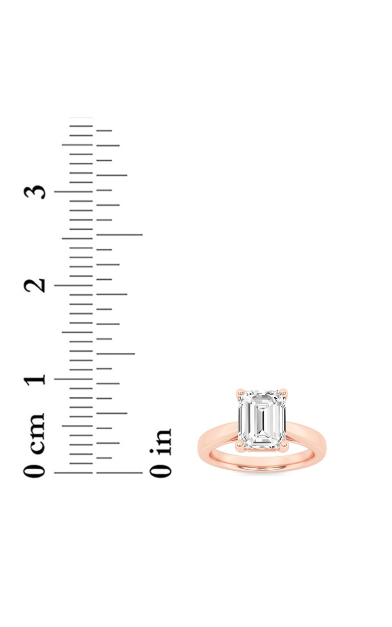 2CTW Emerald Shaped Lab Grown Diamond (F/VS) Classic Shank Solitaire Engagement Ring in 14K Gold