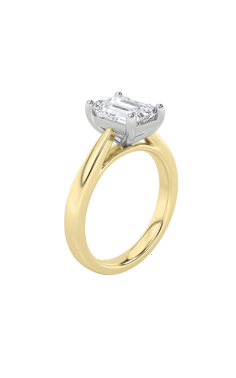2CTW Emerald Shaped Lab Grown Diamond (F/VS) Classic Shank Solitaire Engagement Ring in 14K Gold, 14K Yellow Gold|14K White Gold