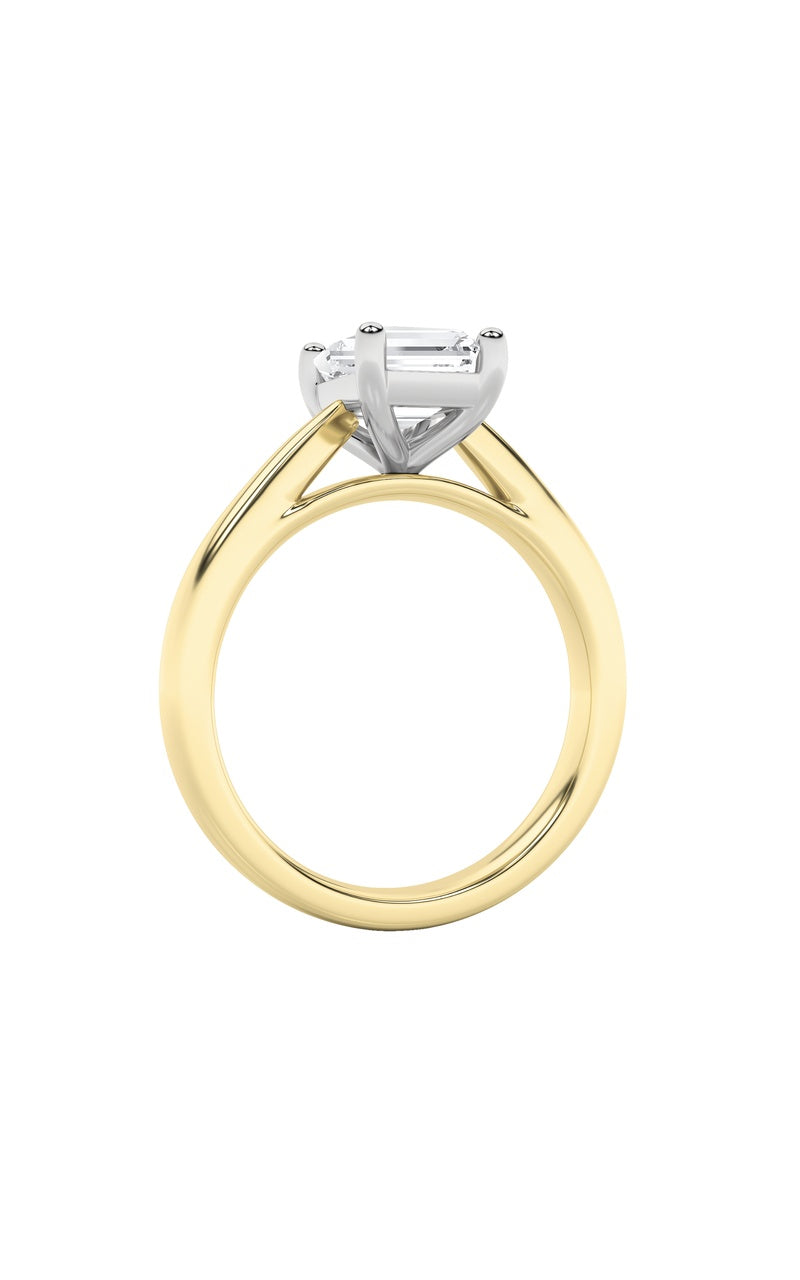 2CTW Emerald Shaped Lab Grown Diamond (F/VS) Classic Shank Solitaire Engagement Ring in 14K Gold