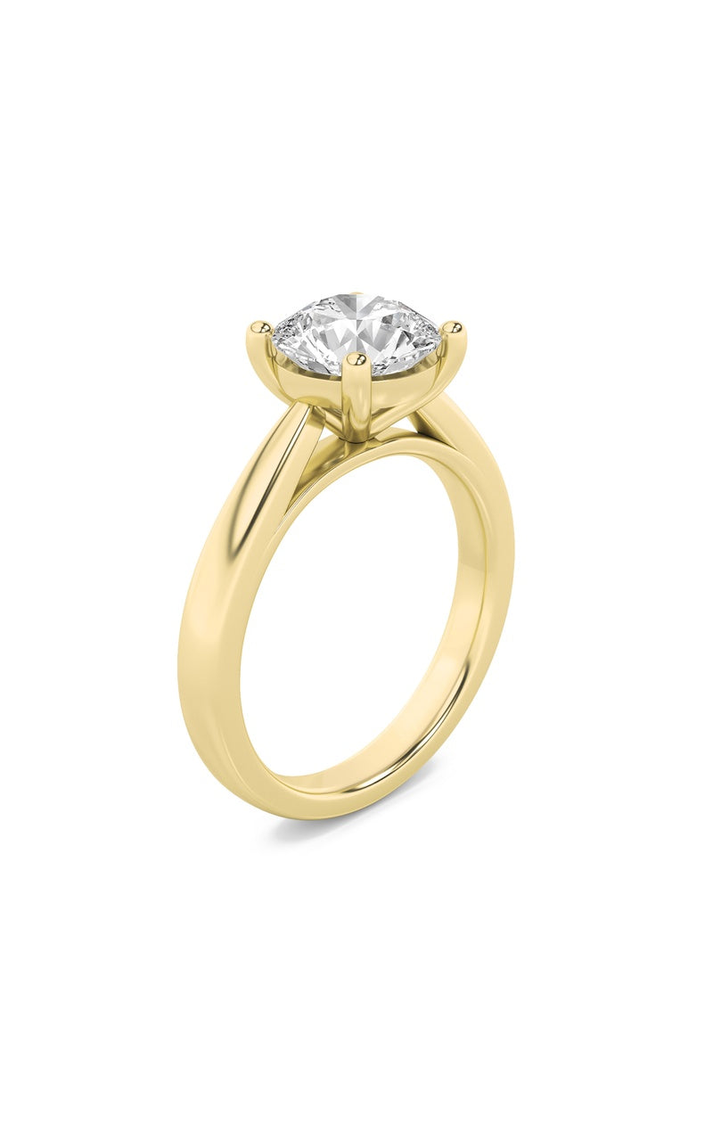 1CTW Round Shaped Lab Grown Diamond (F/VS) Classic Shank Solitaire Engagement Ring in 14K Gold