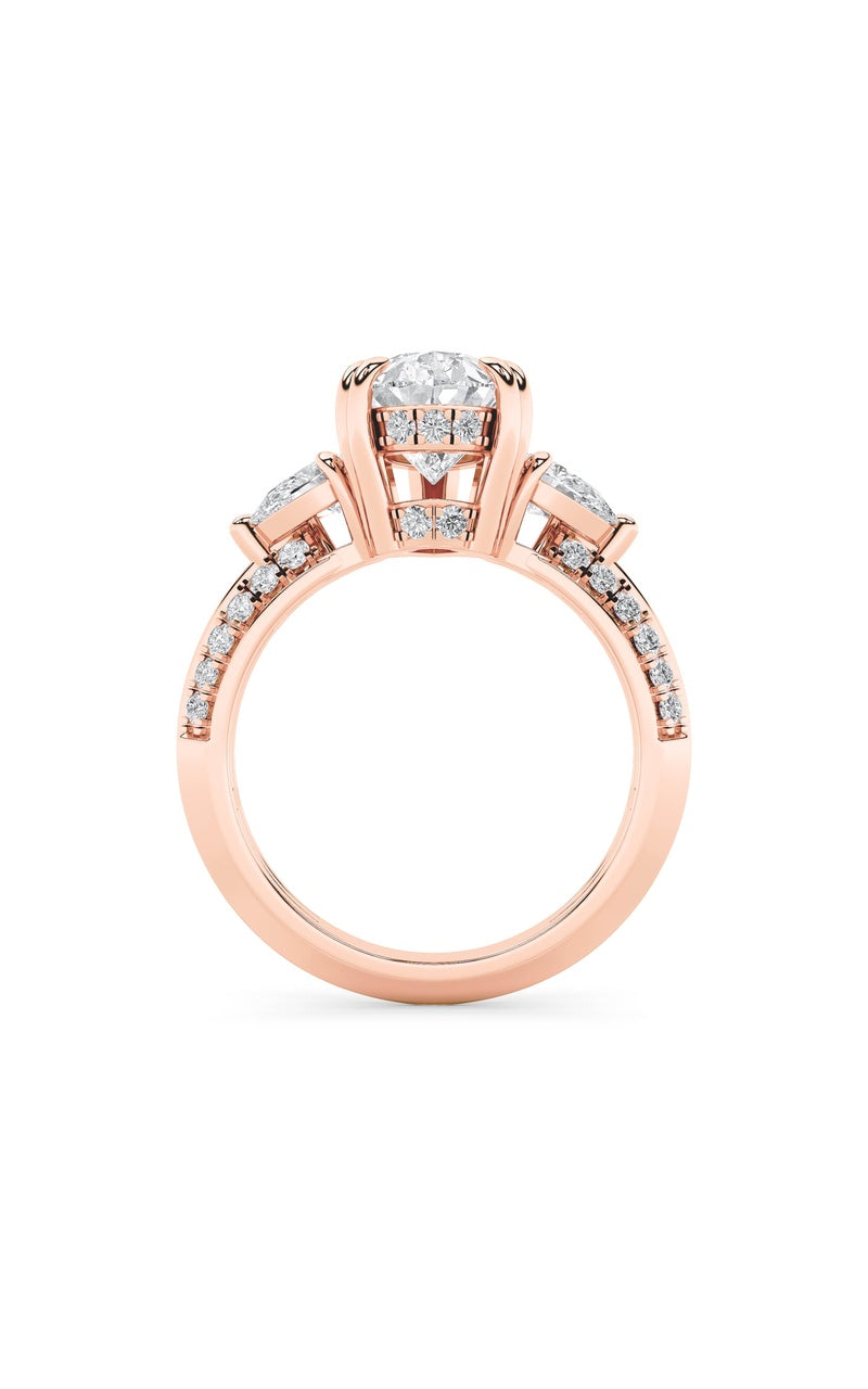 3.5Cttw Pear Shaped Lab Grown Diamond (G/VS) ThreeStone Accented Engagement Ring in 14K Gold