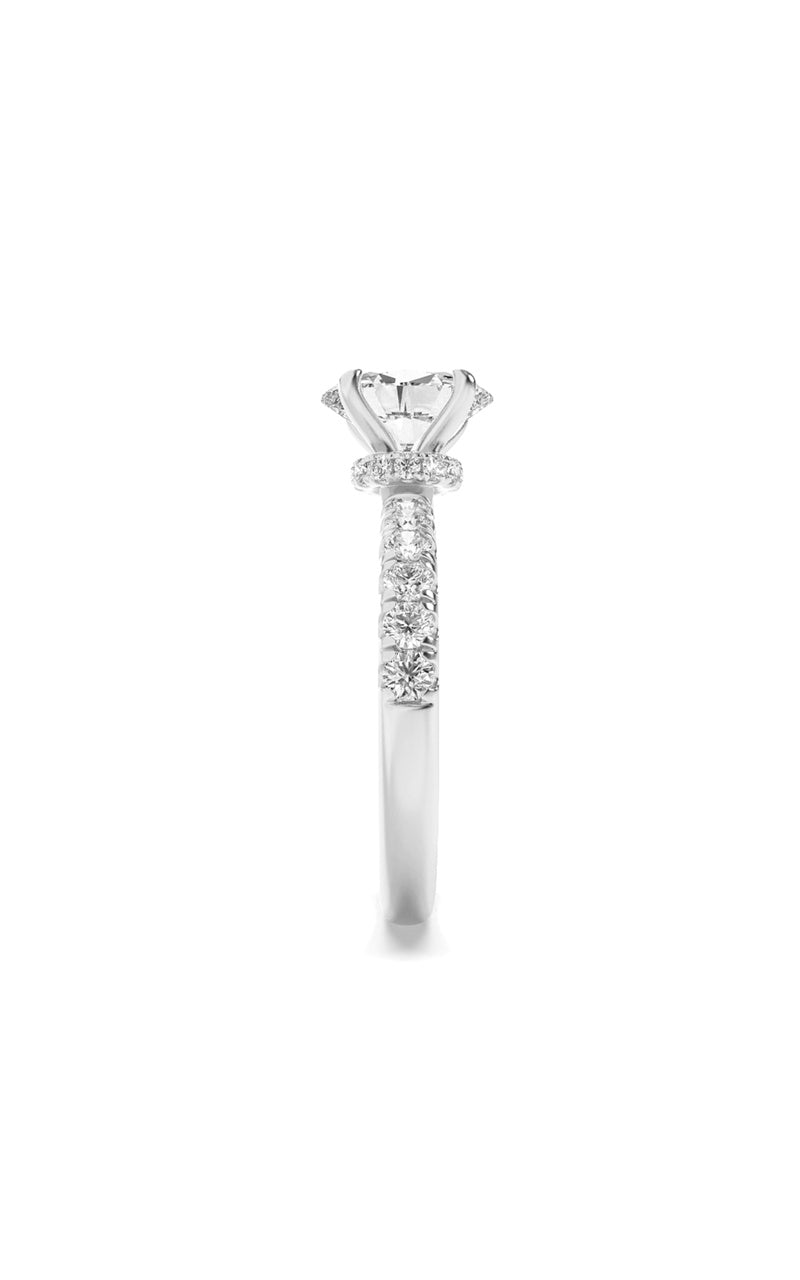 2Cttw Oval Shaped Lab Grown Diamond (F/VS) HiddenHalo Accented Ring in 14K Gold