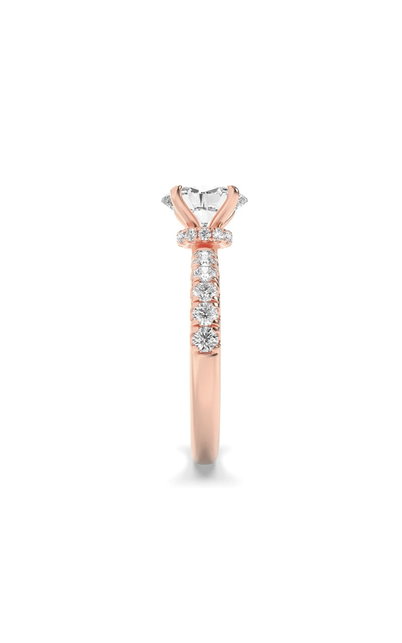 2CTW Oval Shaped Lab Grown Diamond (F/VS) Hidden Halo Accented Ring in 14K Gold