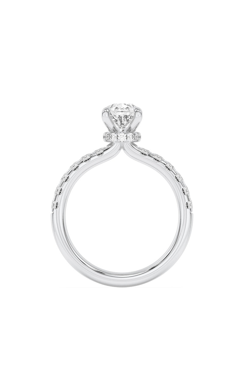 2Cttw Pear Shaped Lab Grown Diamond (F/VS) HiddenHalo Accented Ring in 14K Gold