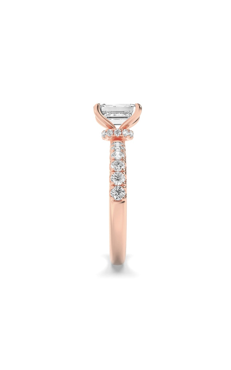 2CTW Radiant Shaped Lab Grown Diamond (F/VS) Hidden Halo Accented Ring in 14K Gold