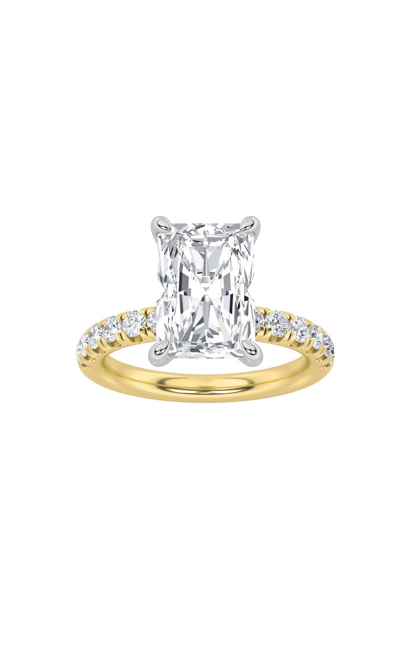 2Cttw Radiant Shaped Lab Grown Diamond (F/VS) Hidden Halo Accented Ring in 14K Gold