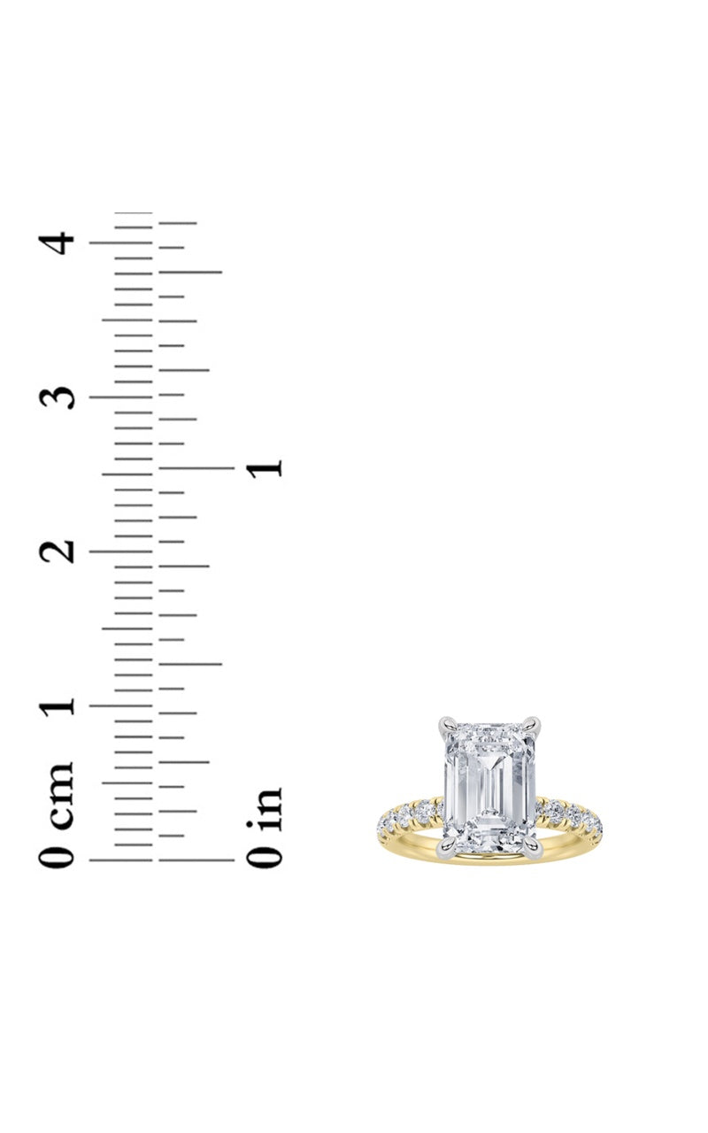 2CTW Radiant Shaped Lab Grown Diamond (F/VS) Hidden Halo Accented Ring in 14K Gold