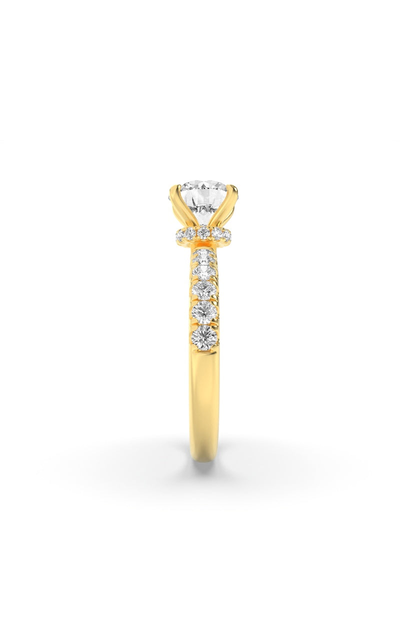 1.5CTW Round Shaped Lab Grown Diamond (F/VS) Hidden Halo Accented Ring in 14K Gold