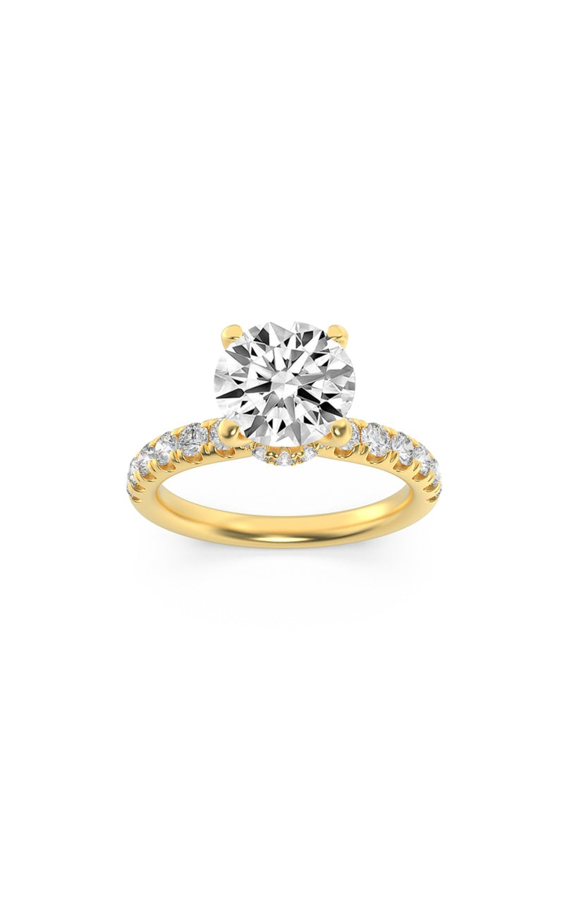 2.5CTW Round Shaped Lab Grown Diamond (F/VS) Hidden Halo Accented Ring in 14K Gold