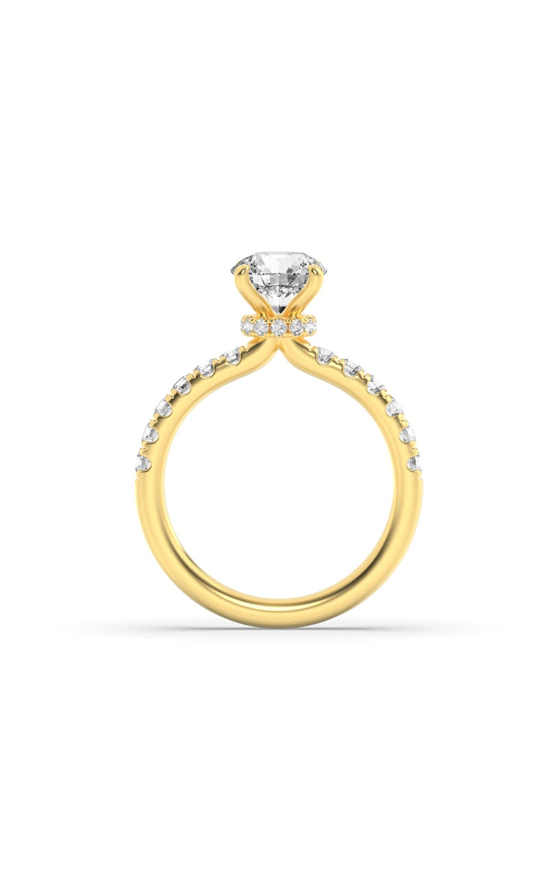 2.5CTW Round Shaped Lab Grown Diamond (F/VS) Hidden Halo Accented Ring in 14K Gold