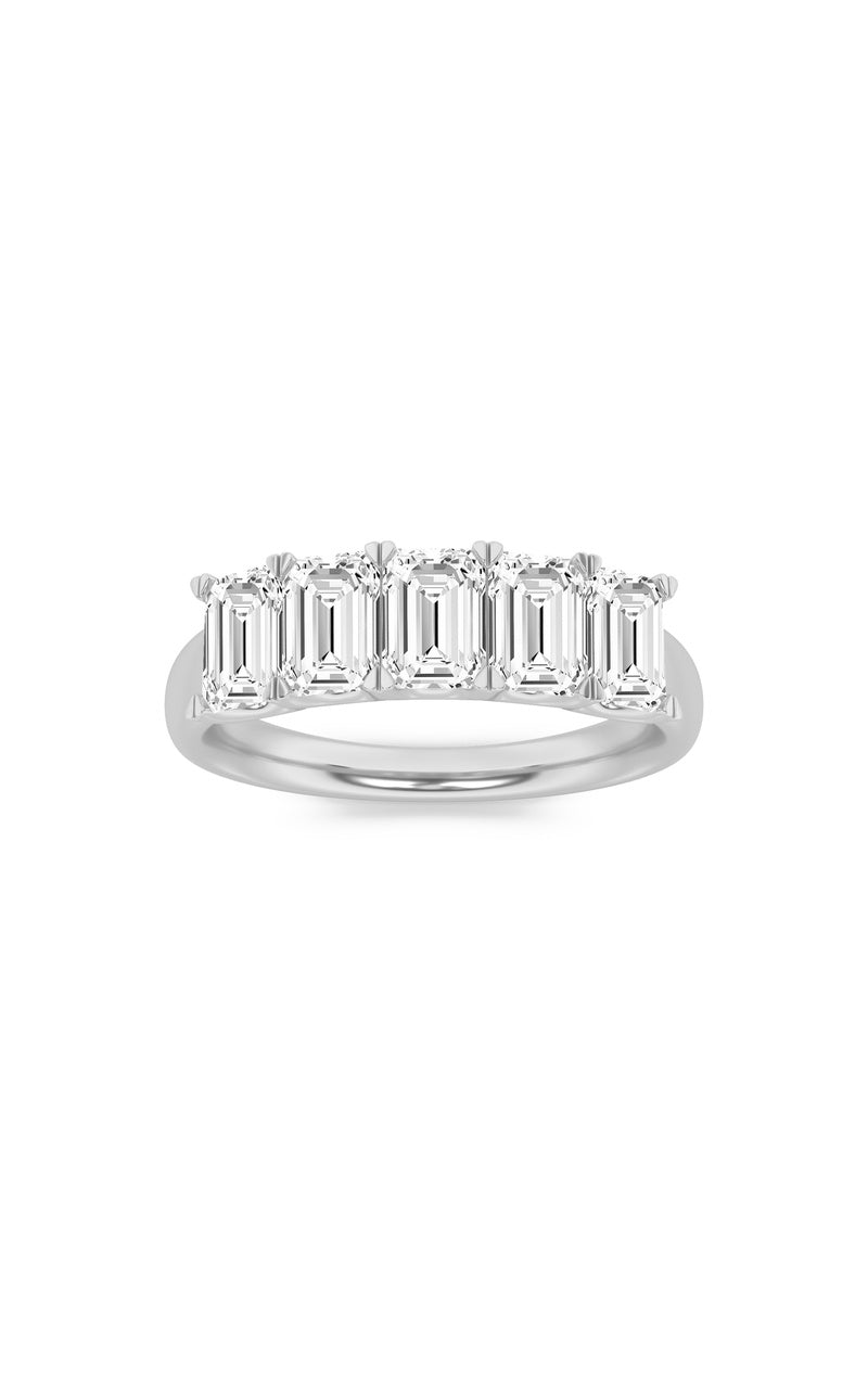 2Cttw Emerald Shaped Lab Grown Diamond (F/VS) FiveStone Band Ring in 14K Gold