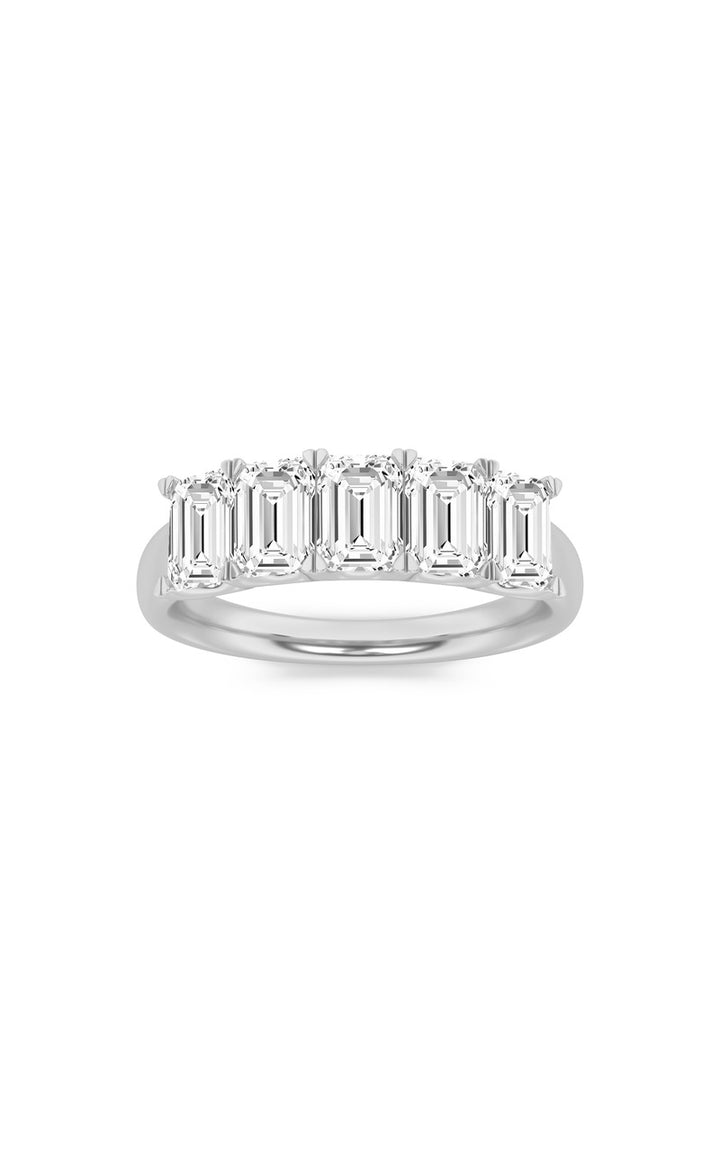 2Cttw Emerald Shaped Lab Grown Diamond (F/VS) FiveStone Band Ring in 14K Gold
