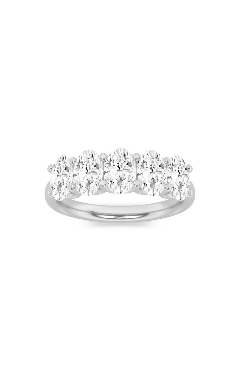 2Cttw Oval Shaped Lab Grown Diamond (F/VS) Five Stone Band Ring in 14K Gold