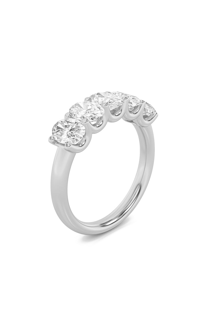 2Cttw Oval Shaped Lab Grown Diamond (F/VS) Five Stone Band Ring in 14K Gold