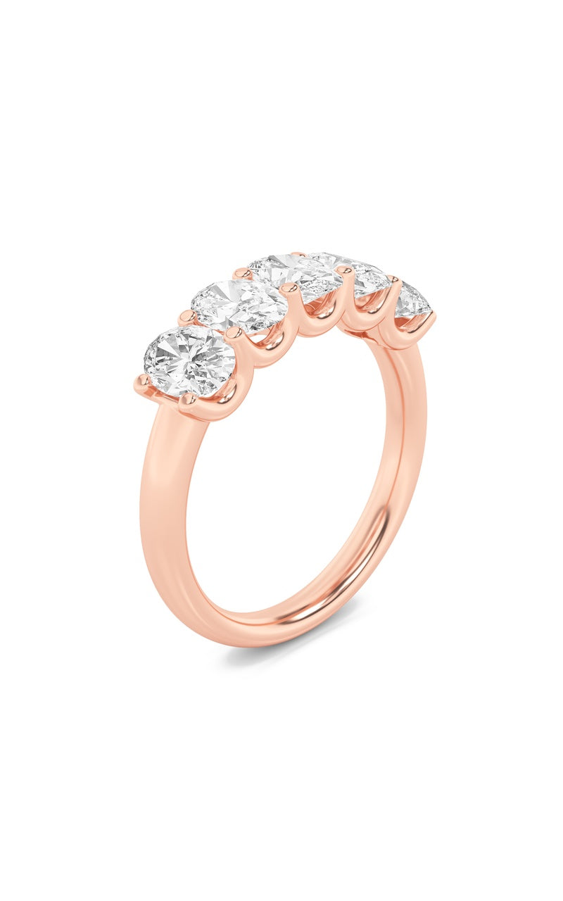 2CTW Oval Shaped Lab Grown Diamond (F/VS) Five Stone Band Ring in 14K Gold